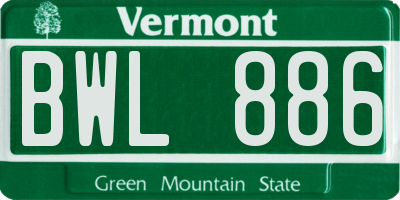 VT license plate BWL886