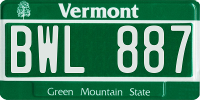 VT license plate BWL887