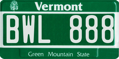 VT license plate BWL888