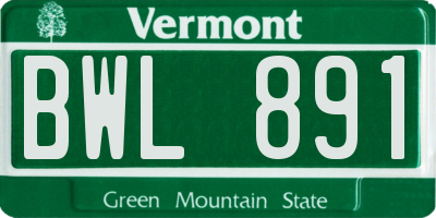VT license plate BWL891