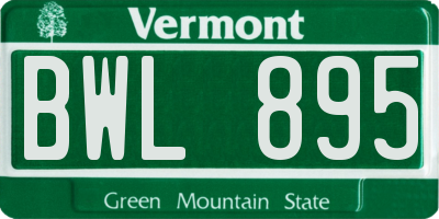 VT license plate BWL895