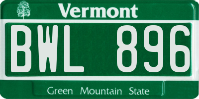 VT license plate BWL896