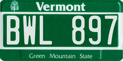VT license plate BWL897