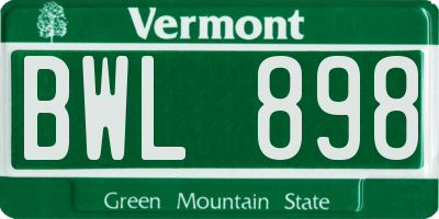 VT license plate BWL898