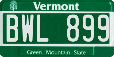 VT license plate BWL899