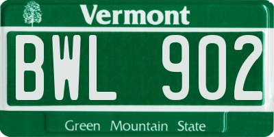 VT license plate BWL902
