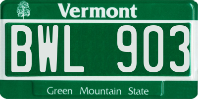 VT license plate BWL903