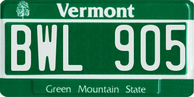 VT license plate BWL905