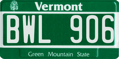 VT license plate BWL906