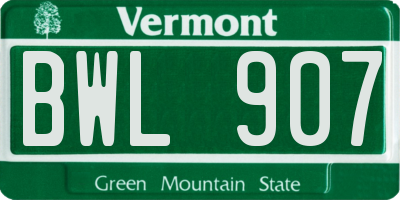 VT license plate BWL907