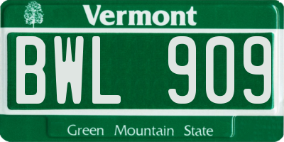 VT license plate BWL909