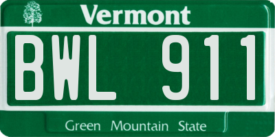 VT license plate BWL911
