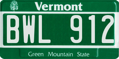 VT license plate BWL912