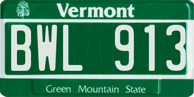 VT license plate BWL913