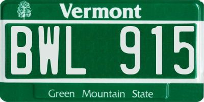 VT license plate BWL915