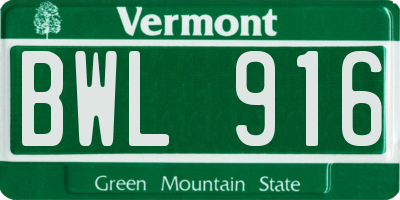 VT license plate BWL916