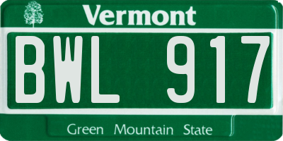VT license plate BWL917