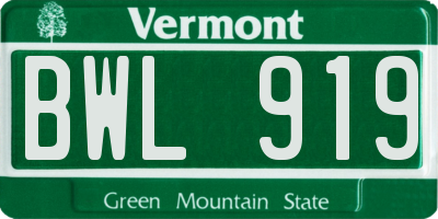 VT license plate BWL919