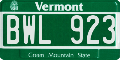 VT license plate BWL923