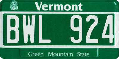 VT license plate BWL924
