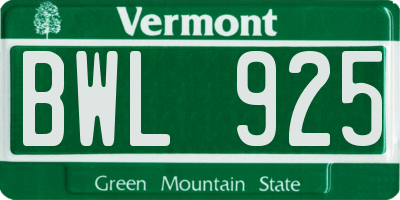 VT license plate BWL925