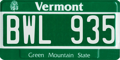 VT license plate BWL935