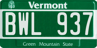 VT license plate BWL937