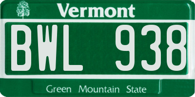 VT license plate BWL938