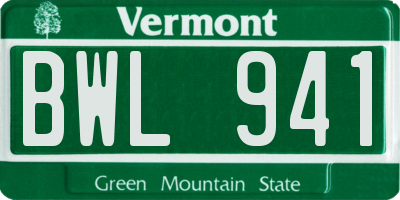 VT license plate BWL941