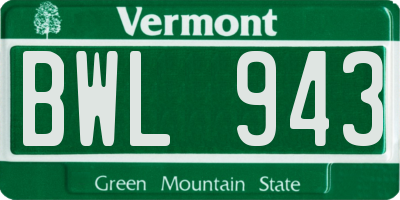 VT license plate BWL943