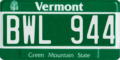 VT license plate BWL944