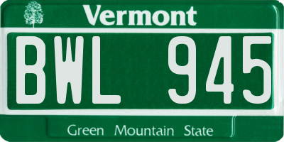 VT license plate BWL945
