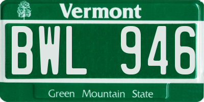 VT license plate BWL946