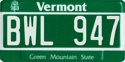 VT license plate BWL947