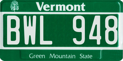 VT license plate BWL948