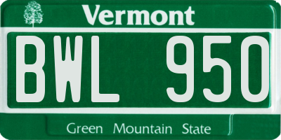 VT license plate BWL950