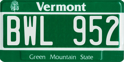 VT license plate BWL952
