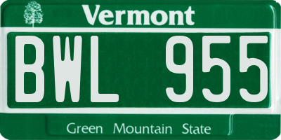 VT license plate BWL955