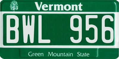 VT license plate BWL956