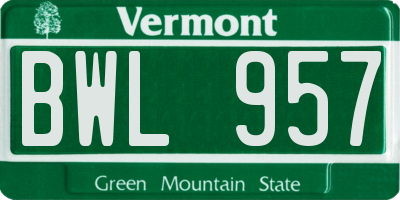 VT license plate BWL957