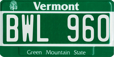 VT license plate BWL960