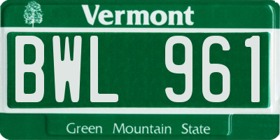 VT license plate BWL961