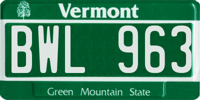 VT license plate BWL963