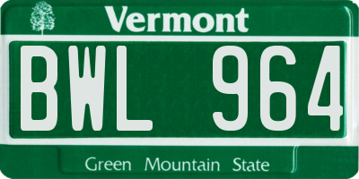 VT license plate BWL964