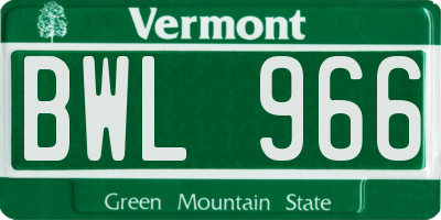 VT license plate BWL966