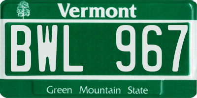 VT license plate BWL967