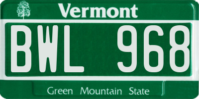 VT license plate BWL968