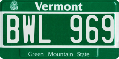 VT license plate BWL969