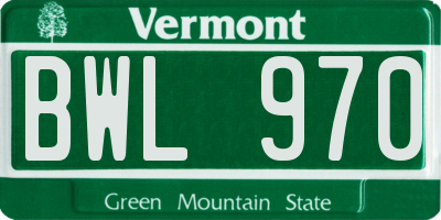 VT license plate BWL970