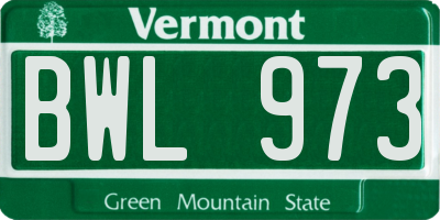 VT license plate BWL973